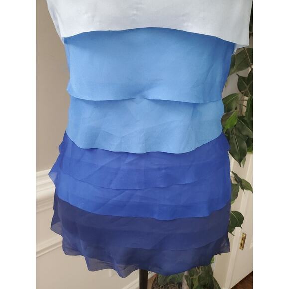 APT.9 Womens Blue Sleeveless Tiered Ruffle Scoop Neck Top Blouse Size Small - Picture 3 of 11